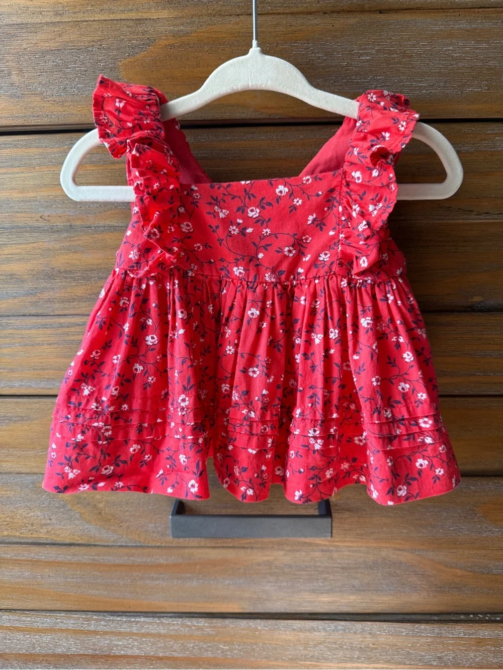Janie and Jack Red Floral Ruffle-Shoulder Tank Matching Set